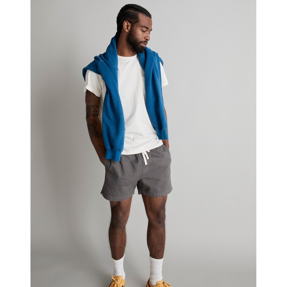 Madewell 4 1/2" Cotton Everywhere Shorts Mens L Grey NEW NJ028